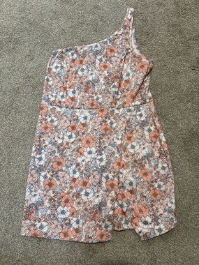 Altar’d State Pink Floral One-Shoulder Romper - Size Medium